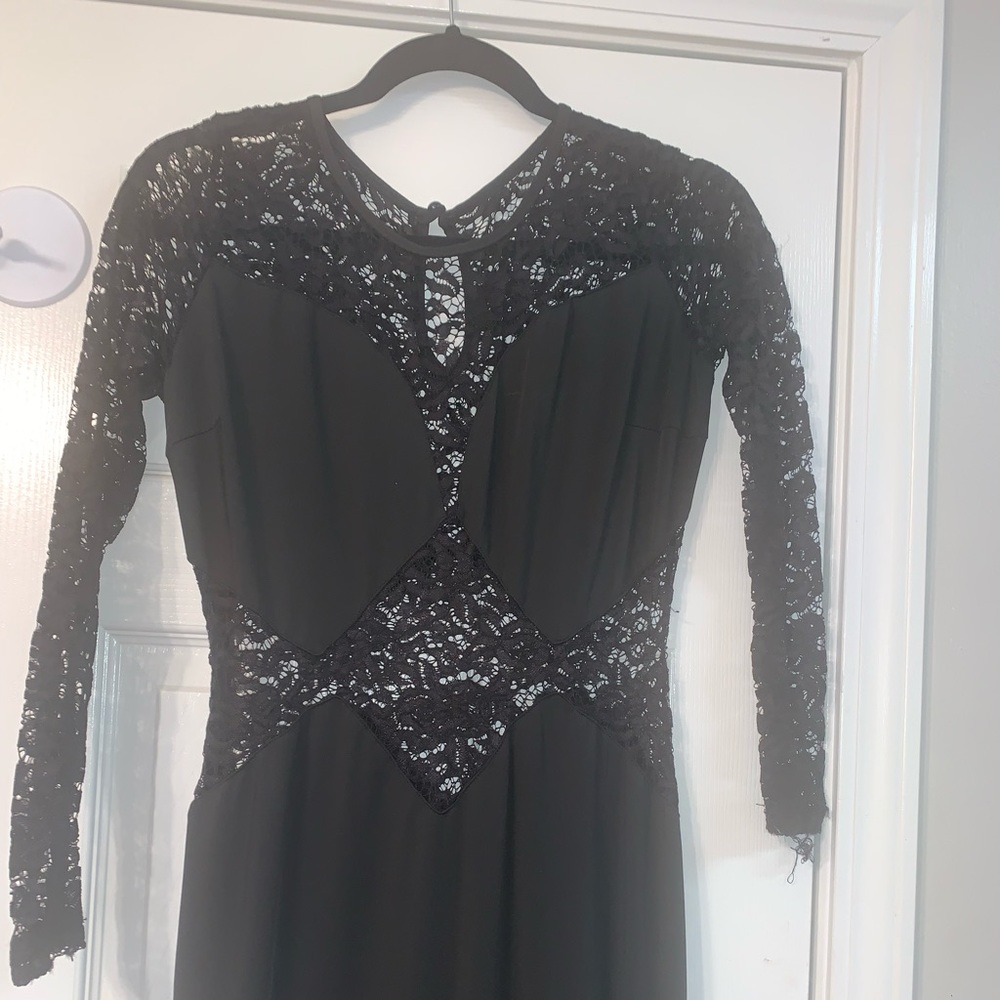 Long sexy lace black dress